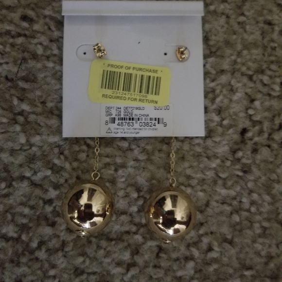 Gold ball drop earrings - Picture 2 of 2